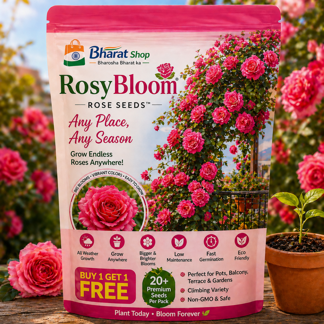 RosyBloom Rose Seeds™ By BharatShop